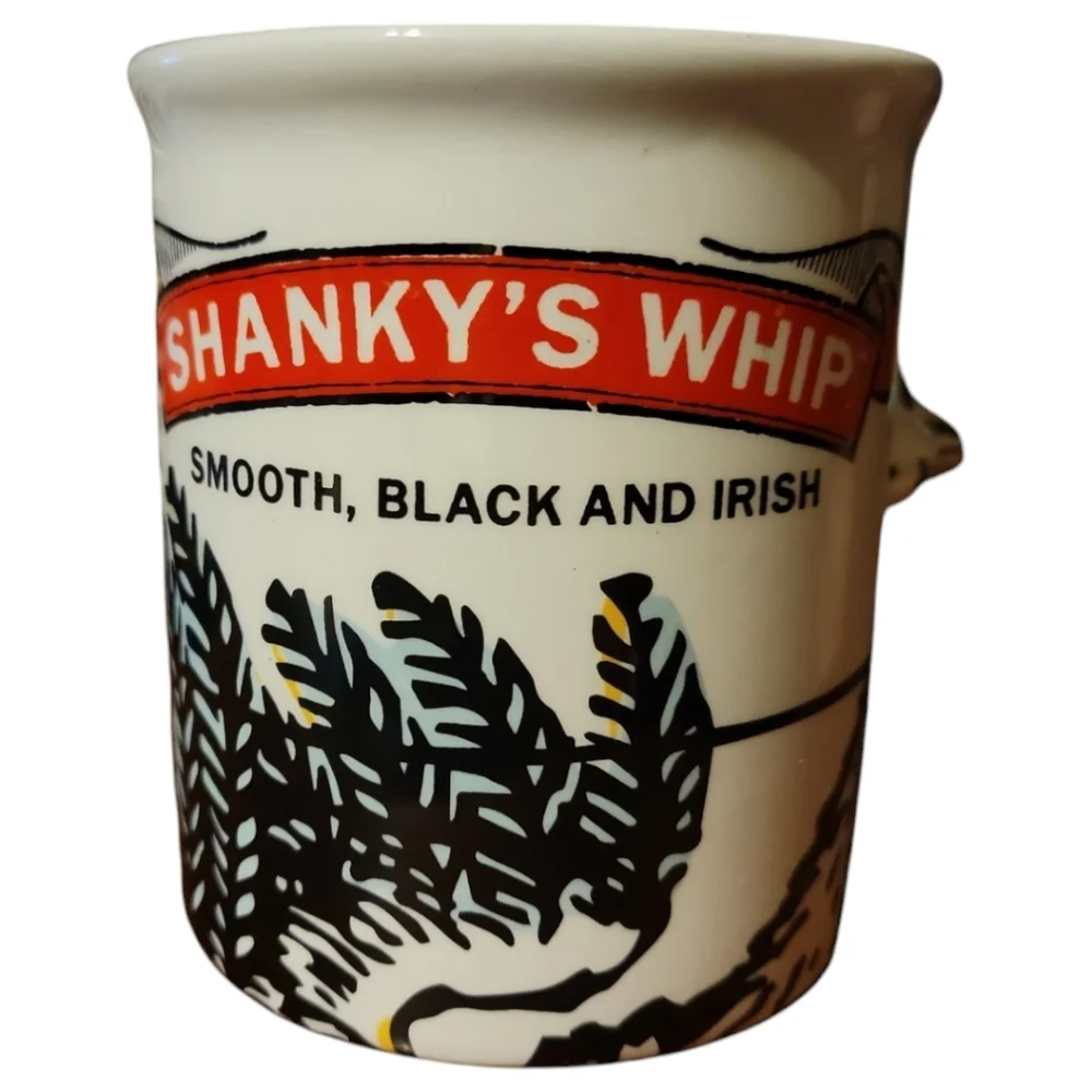Vtg Shanky's Shireman Whip Cup Mug Racing Ostrich Celtic IRISH LIQUOR Spirits